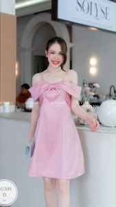 ML309  เดรสสายเดี่ยว ปาดไหล่ อกแต่งโบว์ด้านหน้า ใส่ออกงาน ร่วมงานแต่ง เพื่อนเจ้าสาว ใส่ดินเนอร์ ใส่ออกงานกินขาดแน่นอนค่ะ