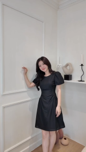 Bubble Dress (Black) เดรสแขนบอลลูน เดรสทำงาน เดรสดำ