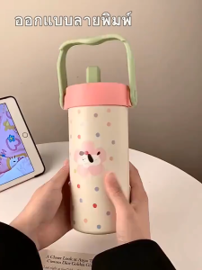 แก้วน้ำสแตนเลส แก้วเยติ 316 แก้วน้ําสแตนเลส 600มล แก้วกาแฟแบบพกพาขวดน้ําความร้อนพร้อมฟางที่กรองชา