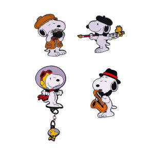 Bandai | Bộ 4 Trâm Cài Hình Chó Trắng Nhiều Nghề Nghiệp Khác Nhau Dễ Thương Ghim Men Hình Chó Beagle Huy Hiệu Kim Loại Dùng Cho Ba Lô Và Phụ Kiện Quần Áo
