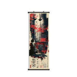 VIKAMA 3 Mảnh Treo Tường Cuộn Thảm Bộ Nhật Bản Ukiyo-e Torii Cổng Mặt Trời Đỏ Mực Tranh Nghệ Thuật Treo Tường Trang Trí Cho Phòng Khách Phòng Ngủ