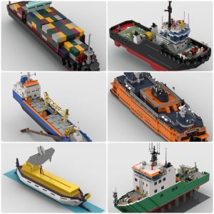 Solar Powered Toy Ship Childrens Educational Model Building Block Design Creative New Arrival Cargo Ship Dredging Ship
