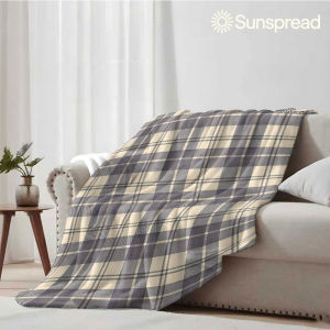 Beast Kingdom | Beige Vintage Plaid Soft Warm Flannel Blanket Lightweight Cozy Christmas Halloween Home Decor Room
