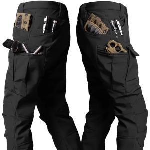 Warm Pants Mens Sharkskin Fleece Working Trousers Outdoor Camping&Hiking Pants Fleece Windproof Skiing Trousers Tactical Pants