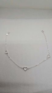Anklet heart silver 9.5" 92.5 italy silver jewelry (TUNAY NA SILVER)