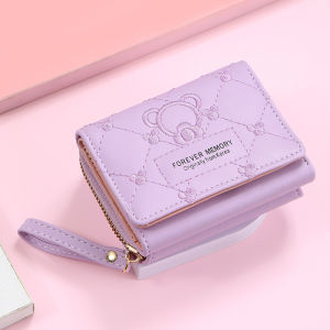 Embroider Cute Little Bear Coin Purse Student Card Holder Girls Wallet Large Capacity Multifunctional Coin Purse
