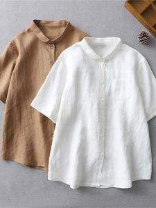 Doll Collar Short Sleeve Casual White Blouse