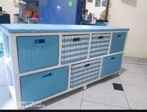 Lemari Rotan Sintetis 10 Laci Meja Tv Minimalis