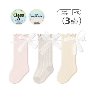 Lightweight Breathable Mesh Bow Decorated Calf Socks
