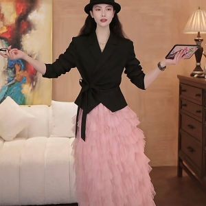 Spring 2025 Fashionable Korean Style Womens Suit Jacket Versatile Elegant Small Fragrance Style Outerwear Long Sleeve V Neck