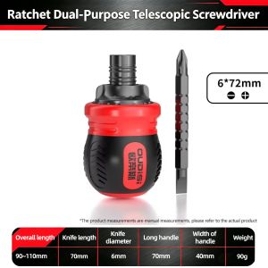 13 In 1 Mini Telescopic Ratchet Screwdriver Set Magnetic High Hardness Steel Bits Dual Purpose Labor Saving Manual Repair Tool