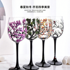 Crystal Hand-painted Floral Wine Glass