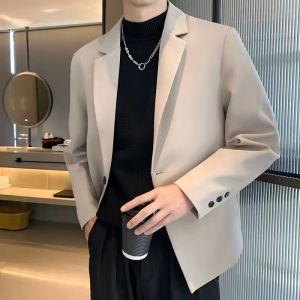 Casual Suit Jacket Mens Autumn Fancy Trendy Handsome Khaki Small Suit K-style Trendy Business Single West