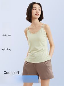 MiiOW | Bộ đồ ngủ lụa băng mùa hè cho nữ MiiOW Áo ba lỗ không tay cổ tròn bó sát Quần đùi Bộ đồ ngủ mát mẻ mặc ở nhà