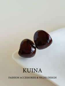 kuina | Vintage Red Enamel C Shaped Earrings