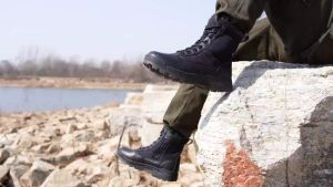 Men's Military Tactical Work Boots: Side Zipper Leather & Motorcycle Combat Boots