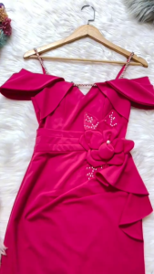 MyDu Shop | MS 2723 | Đầm Ôm Dự Tiệc – Thiết Kế 2 Dây Eo Nhấn Hoa Hồng Sang Trọng