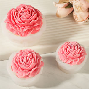 Peony Flower Candle Mold DIY Bud Flower Petal Resin Casting and Soap Making Molds 3D Heart Rose Floral Mold for Home Decor Gift