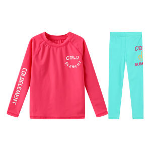 COLDELEMENT | Childrens Long Sleeve Swimming Suits Pants Two Piece Set Beachwear UV Protection Fluorescent Design For Boys And Girls