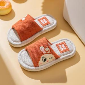 MONLEYTA | Childrens Linen Slippers Anti-Slip Bottom Cotton Linen Art Home Slippers for Boys and Girls Spring Autumn Indoor Outdoor