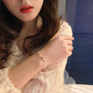 Gelang Wanita Korea: Mutiara & Rantai Adjustable
