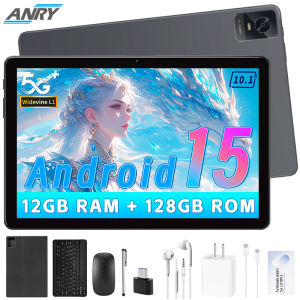 Tablets 10.1 Inch Android 15 Tablet 12GB+128GB+1TB Expand Octa-Core 6000mAh Battery Dual Camera 5G/2.4G WiFi Bluetooth 5.0