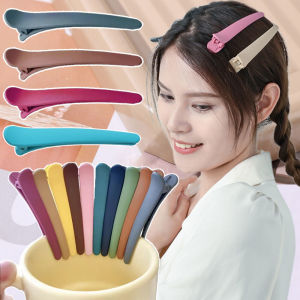 7pcs Korean Style Colored Frosted Makeup Duck Beak Clip Professional HairdresserHair Styling Clips Candy Colors Plastic Long Hairpins Hairdressing DIY Duckbill Clip