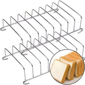 Stainless Steel Toast Bread Racks Air Fryer Toast Racks 8 Slots Rectangle Food Display Holder Home Kitchen Baking Tools