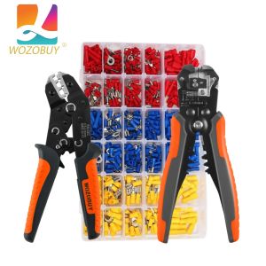 SN-02C Crimping Tool AWG22-13 Ratcheting Wire Crimper for Insulated Connectors - Butt Ring Spade Cable Lugs Assortment Kit