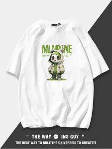 Trendy Panda Print Cotton T-Shirt Loose Fit Half Sleeve Breathable Casual Wear for Teens Summer Fashion Brand round Neck