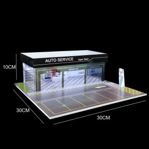 1/64 Scale LED Car Garage Diorama Miniatures Models with USB Lights Multi-Scene Display Case for Hot Wheels Matchbox Model Cars