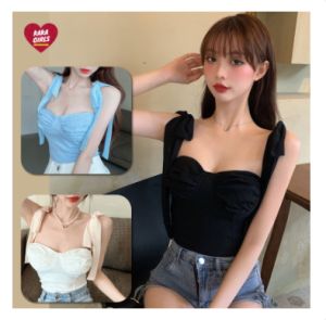 เสื้อครอปสไตล์เกาหลี เสื้อสายเดี่ยวเนื้อผ้านิ่มสุดๆ เสื้อผ้าใส่สบายเนื้อผ้าดีราคาถูกมาก