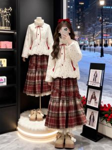 XUECAIQI | Korean Style Age-Reducing Thickened Warm Outfit Skirt Set