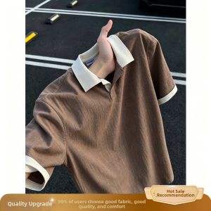 OUMULONG | Comfortable Breathable Mens Cotton Linen Short Sleeve Polo Shirt