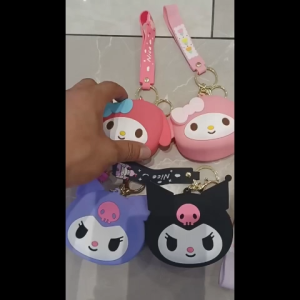 Sanrio Silicone Cartoon Coin Wallet Student Card Holder Mini Kids Bag Keychain Pendant Accessories