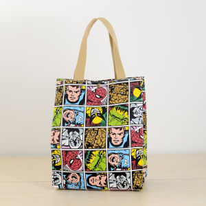 Large Canvas Waterproof Cartoon Lunch Box Bag Bento Bag A4 Art Supplies Tutoring Bag Handheld Student After-school Bag