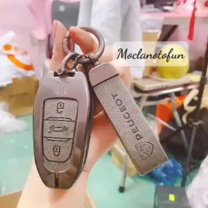 Ốp Khóa Kim Loại Xe Ô Tô Xe  Peugoet 308 - 2008 -3008 - 4008 -5008  Chất Liệu Hợp Kim Mặt Da Bò