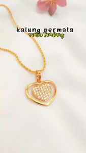 Nice Jewelry Kalung dewasa tambang love permata biru perhiasan zirqon lapis emas gold KL 011