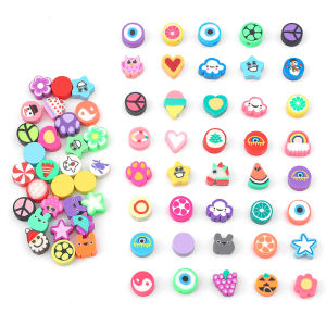 30Pcs/Bag Colorful Flower Fruit Animal Heart Mushroom Clay Beads Polymer Clay Spacer Beads For Jewelry Making DIY Bracelet Necklace Handmade