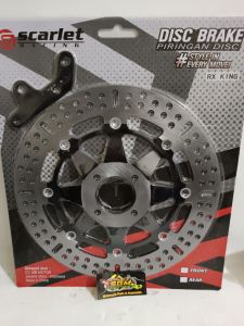 DISC BRAKE RX KING NEW /PIRINGAN CAKRAM DEPAN VARIASI BY SCARLET RACING BLACK SERIES MODEL PSM SIZE 300MM PLUS BREKET PNP YAMAHA RX KING NEW