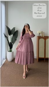 DRESS SABRINA POLOS//MIDI DRESS SMOKE ANNISA MODEL SUSUN//DRESS PENDEK RAYON KEKINIAN