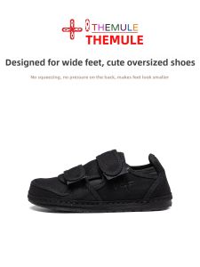 THEMULE | Black Cute Big-Toe Easy-on Canvas Shoes Wide Fit