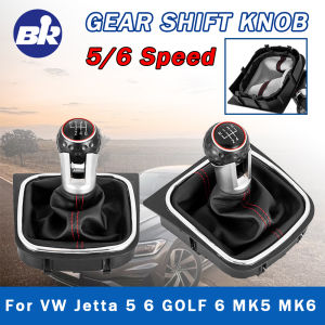 High Quality Car Accessories 5/6 Speed Manual Shift Gear Knob With Boot Cover For VW Golf Jetta MK6 MK5 New Auto Parts Interior