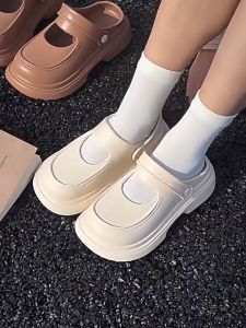 [QUALITY++🇲🇾] Womens Vintage Style High Heels Plain design Thick Bottom Strap EVA Slipper Sandal | Selipar Sandal Vintage Perempuan Wanita