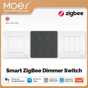 MOES | MOES Star Ring Series ZigBee Smart Light Dimmer Switch 1-3 Gang APP Remote Control Works with Alexa Google Home