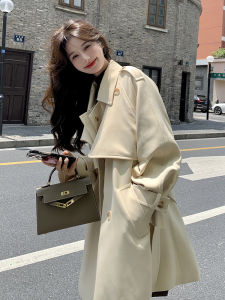 Khaki Casual Style Womens Windbreaker Spring 2025 New Fashion Commute High-End Feelings Outerwear Korean Version Loose Fit