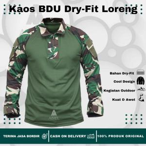 Kaos Tactical BDU Dry-Fit Loreng Poliester Lengan Panjang Pria Outdoor   | Bahan Dry-Fit Desain Cool Kegiatan Outdoor Kuat & Awet
