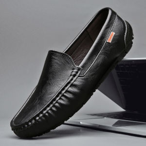 NUDANLAI | Genuine Leather Soft Bottom Lazy Loafers Black