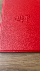 Bìa menu da cao cấp Pvc màu đỏ tươi a4 loại 10 lá cho nhà hàng khách sạn