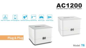 TOTOLINK T6(3 Pack/2 Pack) AC1200 Dual Band Smart Home Wi-Fi Mesh Router with Multiple SSID for Guest Network